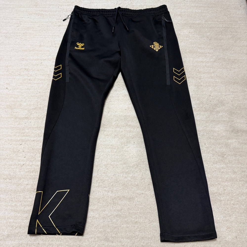 Real Betis 2022-23 Hummel Training Track Pants Black Gold Men's XXL